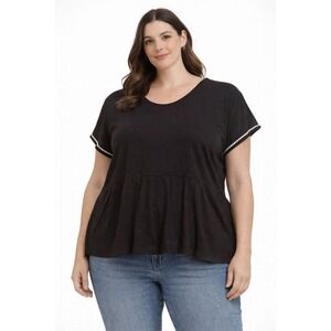 Dolan Black Peplum Top Short Sleeve V Neck Women's Size XS